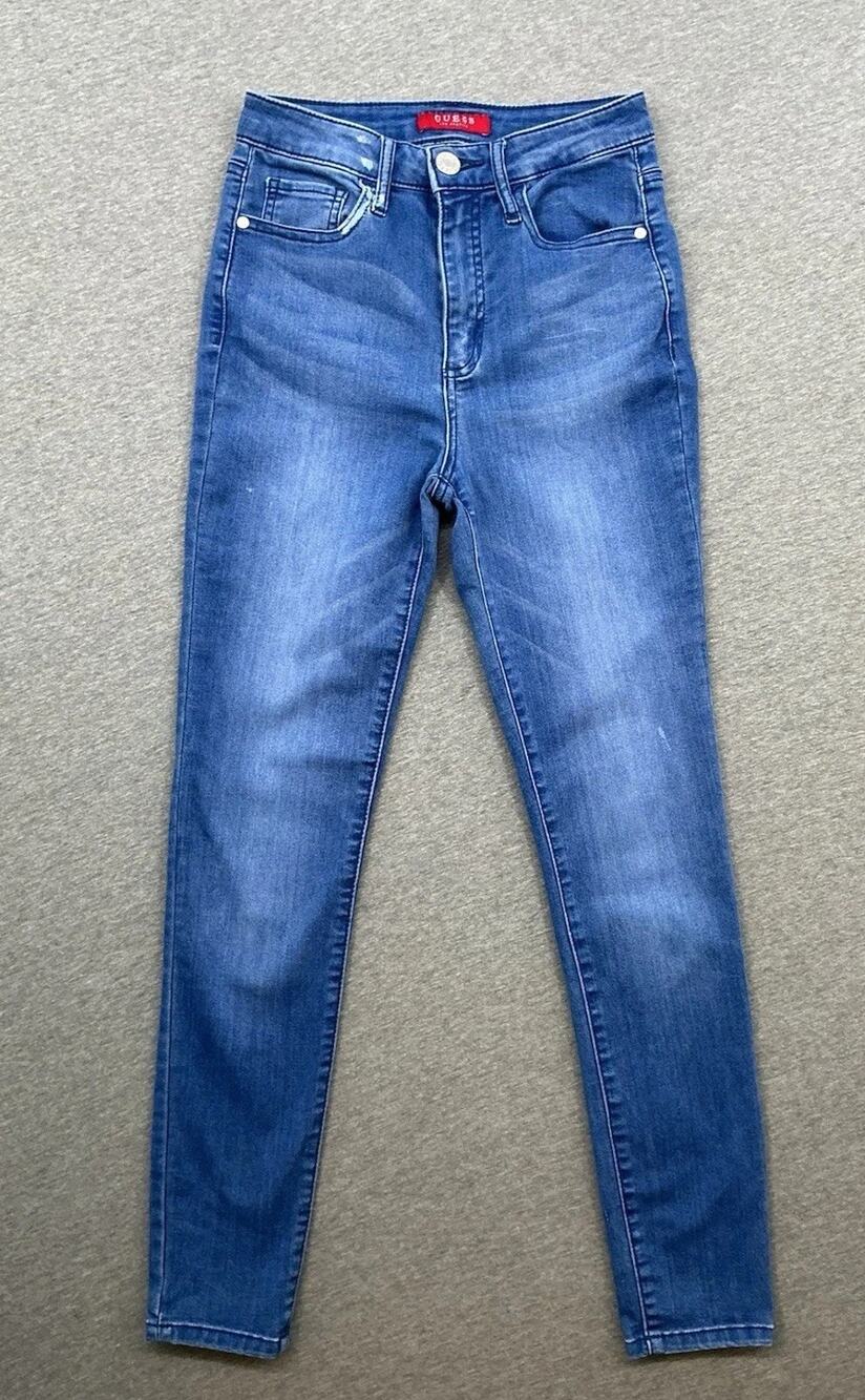 Vintage GUESS Women’s Size 26 Blue High Rise Skinny Stretch Jeans Logo Y2K